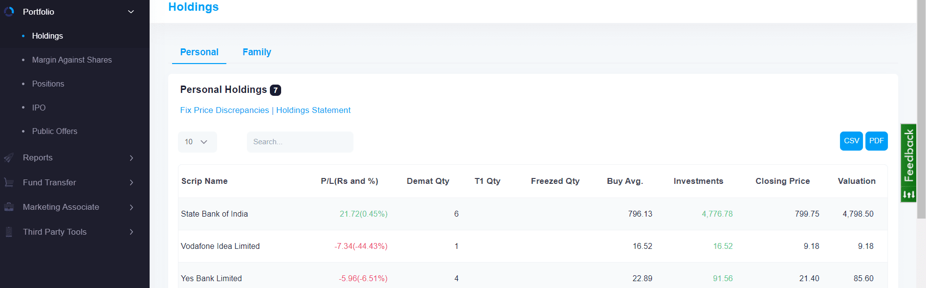 Updates from New back office application for online traders on stocks